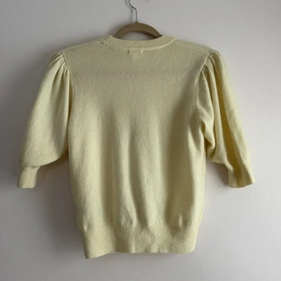 Minnie Rose • Puff Quarter Sleeve Cashmere Cardigan - Picture 6 of 6